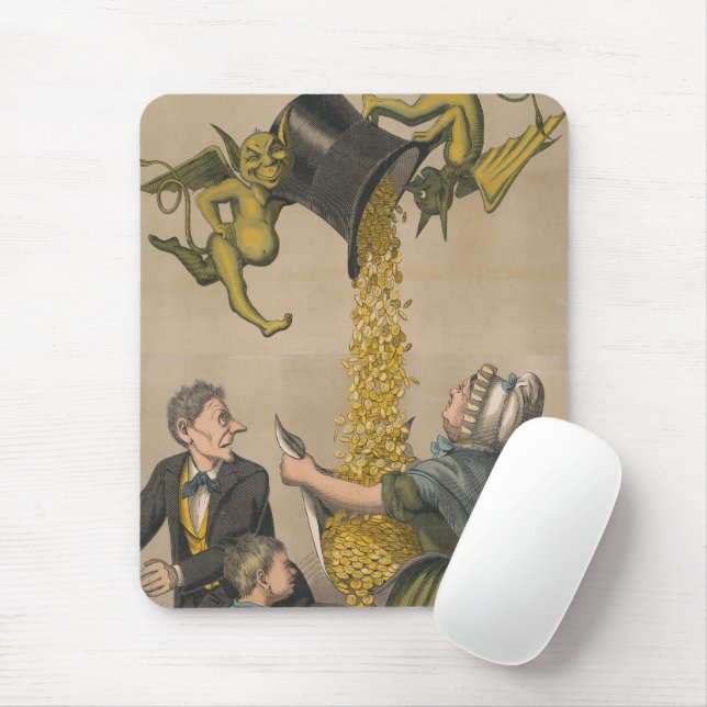 Devils Pouring Gold Coins Into Woman's Apron Mouse Mat (With Mouse)