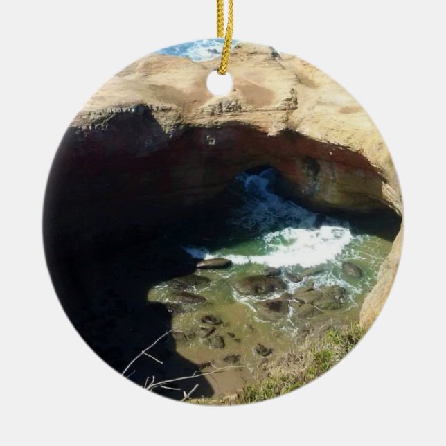 Devil's Punchbowl, Oregon Coast Ceramic Tree Decoration (Front)