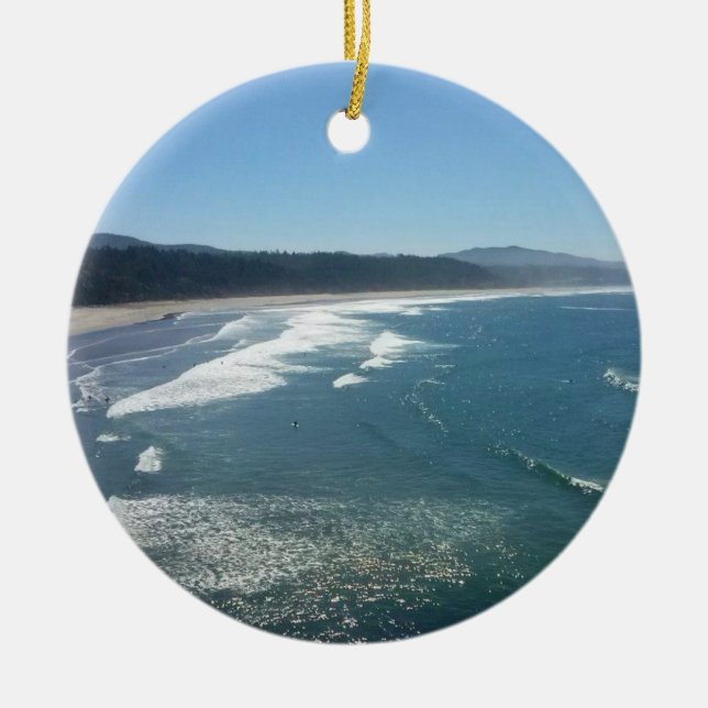 Devil's Punchbowl State Park, Oregon Coast Ceramic Tree Decoration (Front)