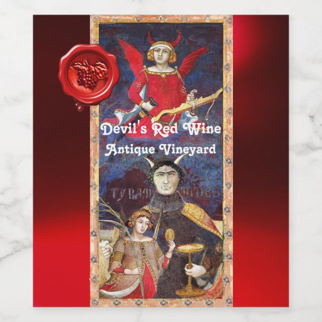 DEVIL'S RED WINE WAX SEAL /ANTIQUE TAROTS WINE LABEL (Single Label)