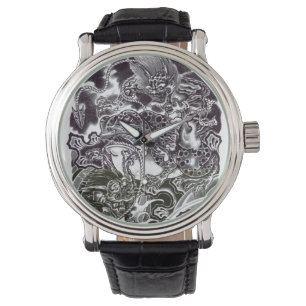 Devils Riding a Toad Japanese Tattoo Design Watch