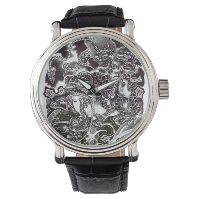 Devils Riding a Toad Japanese Tattoo Design Watch (Front)