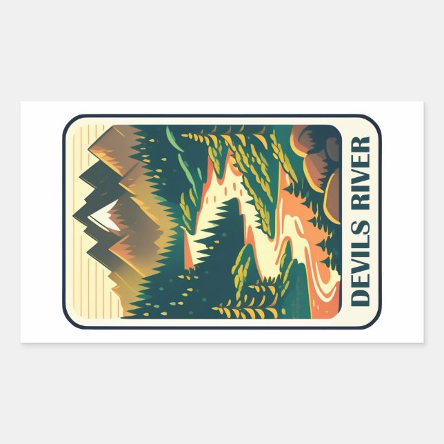 Devils River Texas Colours Rectangular Sticker (Front)