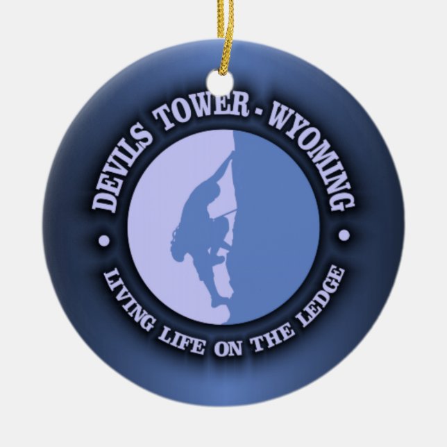 Devils Tower Ceramic Tree Decoration (Front)
