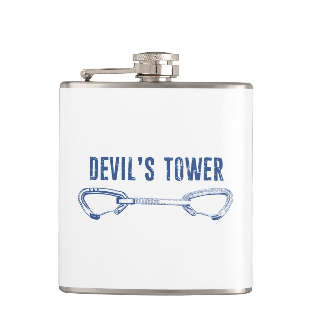 Devil's Tower Climbing Quickdraw Hip Flask (Front)