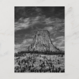 Devils Tower in Wyoming Black and White Postcard