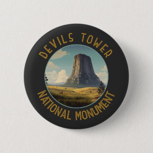 Devils Tower National Monument Distressed Circle 6 Cm Round Badge