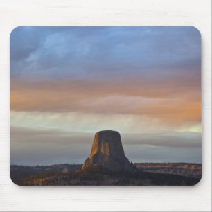 Devils Tower National Monument, Storm at Sunset Mouse Mat