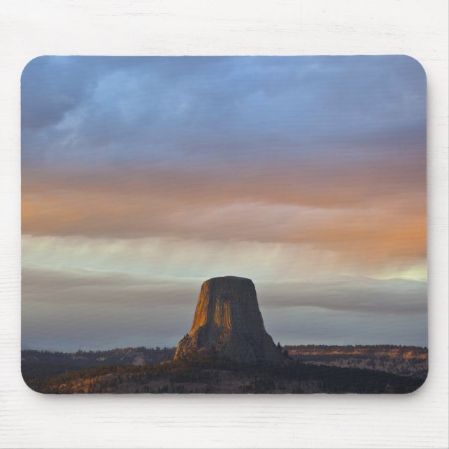 Devils Tower National Monument, Storm at Sunset Mouse Mat (Front)