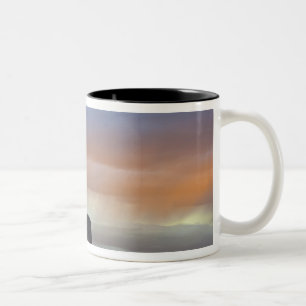 Devils Tower National Monument, Storm at Sunset Two-Tone Coffee Mug