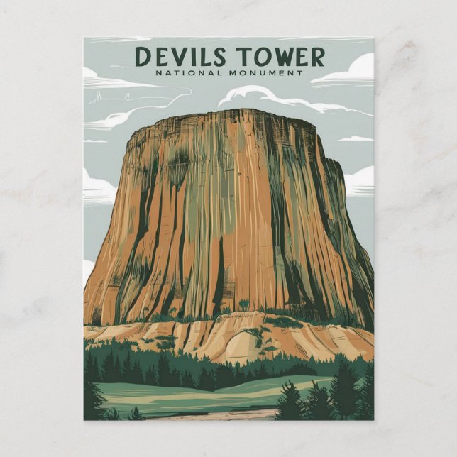 Devils Tower National Monument Stylist Painting Postcard (Front)