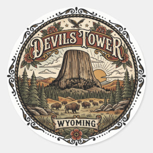 Devils Tower National Monument Wyoming Classic Round Sticker