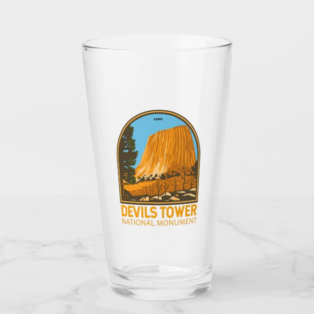 Devils Tower National Monument Wyoming Emblem Glass (Front)