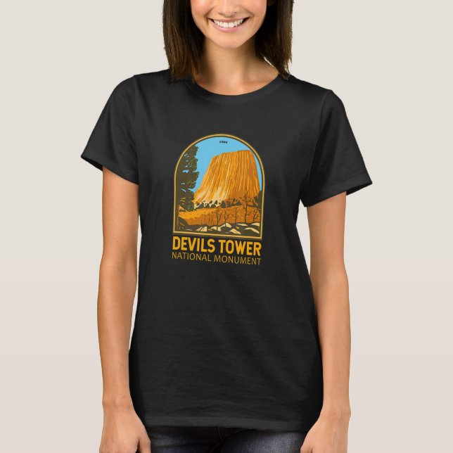 Devils Tower National Monument Wyoming Emblem Vint T-Shirt (Front)