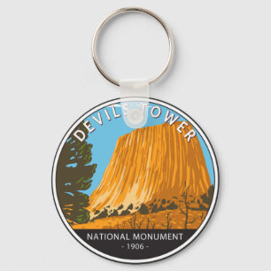 Devils Tower National Monument Wyoming Vintage Key Ring