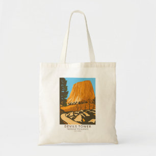 Devils Tower National Monument Wyoming Vintage Tote Bag