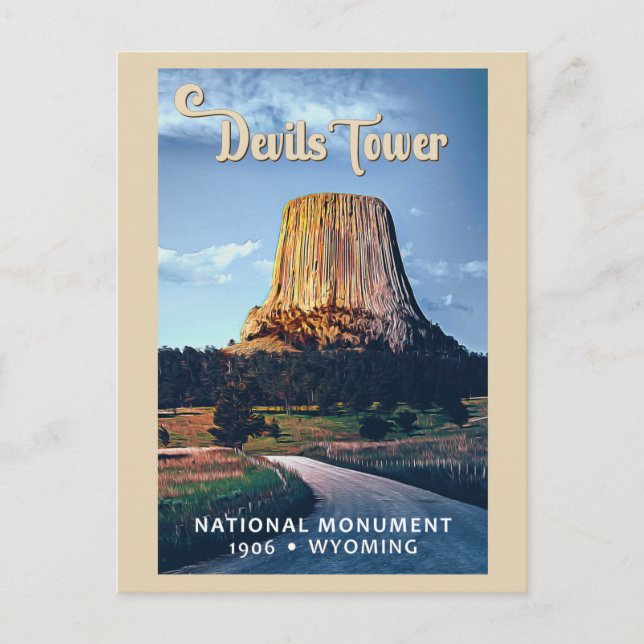 Devils Tower National Monument Wyoming Watercolor Postcard (Front)