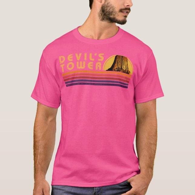 Devil'S Tower Retro Vintage Stripes T-Shirt (Front)