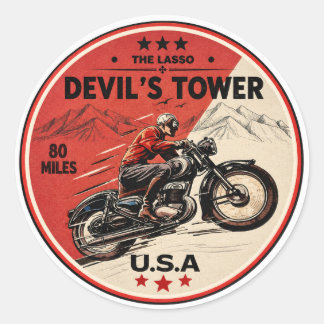 Devil's Tower Road - the lasso Motorcycle road tri Classic Round Sticker