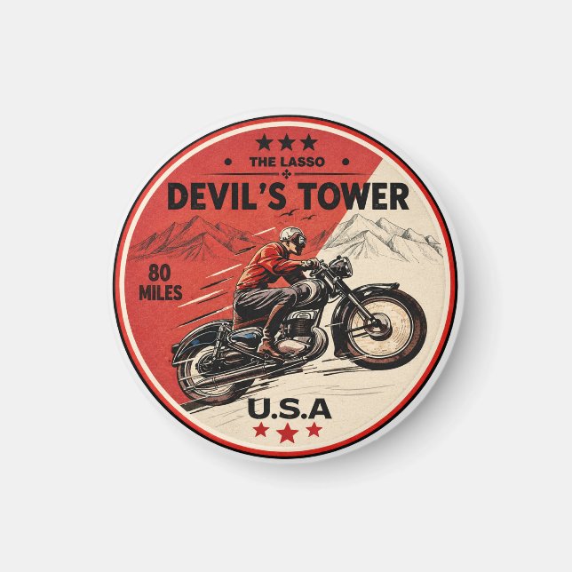 Devil's Tower Road - the lasso Motorcycle road tri Magnet (Front)