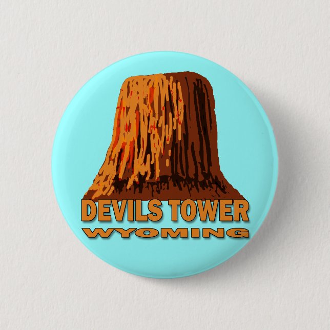 DEVILS TOWER WYOMING 6 CM ROUND BADGE (Front)