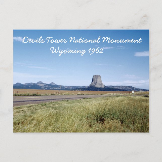 Devils Tower Wyoming Landscape Retro 1962 Postcard (Front)