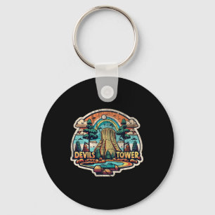 Devils Tower Wyoming National Monument Retro Vinta Key Ring