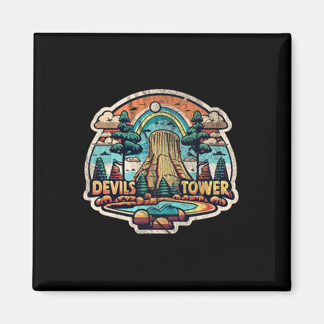Devils Tower Wyoming National Monument Retro Vinta Magnet (Front)