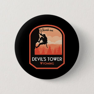 Devils Tower Wyoming Rock Climbing 6 Cm Round Badge
