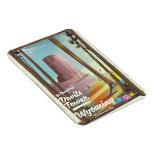 Devils Tower, Wyoming vintage Camping print. Magnet