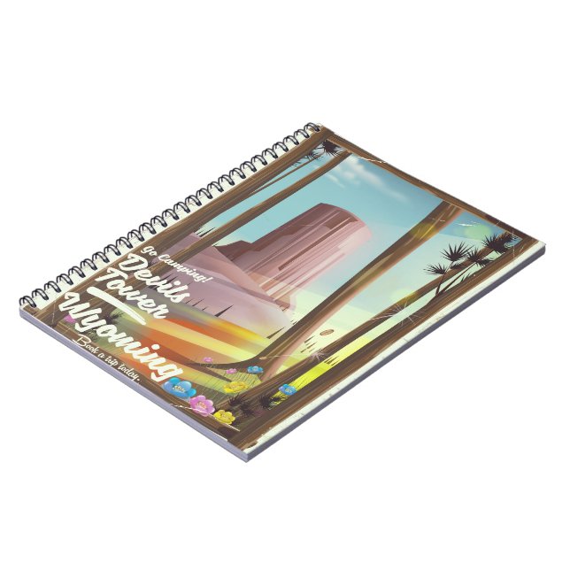 Devils Tower, Wyoming vintage Camping print. Notebook (Left Side)