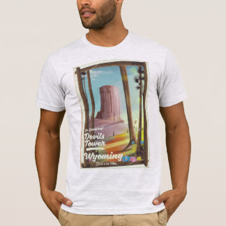 Devils Tower, Wyoming vintage Camping print. T-Shirt
