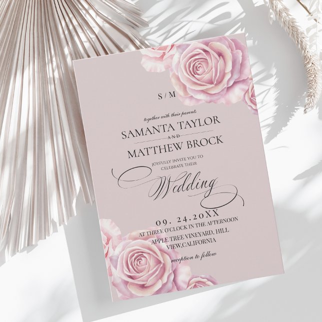 Devine Blush Pink Rose Wedding Invitation (Creator Uploaded)