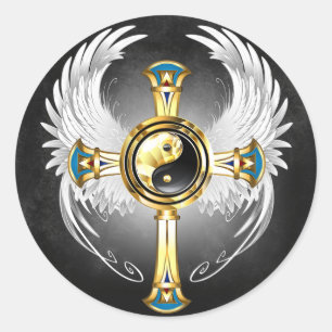 Devine Egyptian Gold Yin Yang Symbol Classic Round Sticker