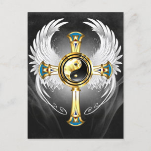 Devine Egyptian Gold Yin Yang Symbol Postcard