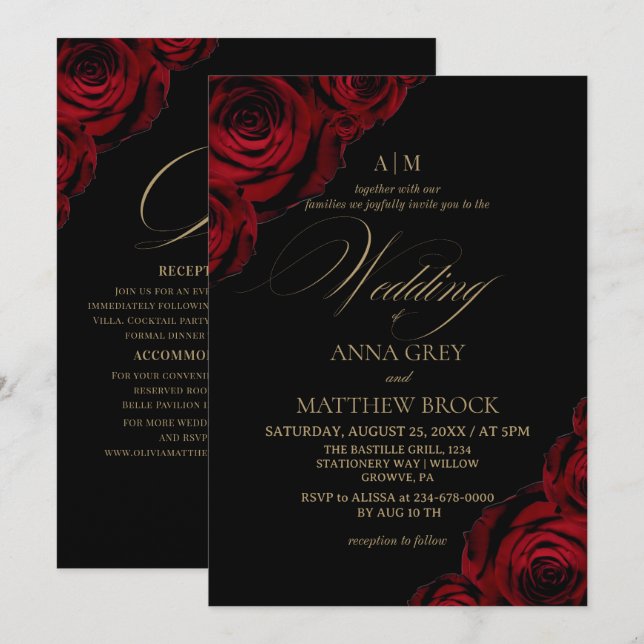 Devine Elegant Rose⎮All in One Wedding Invitation (Front/Back)