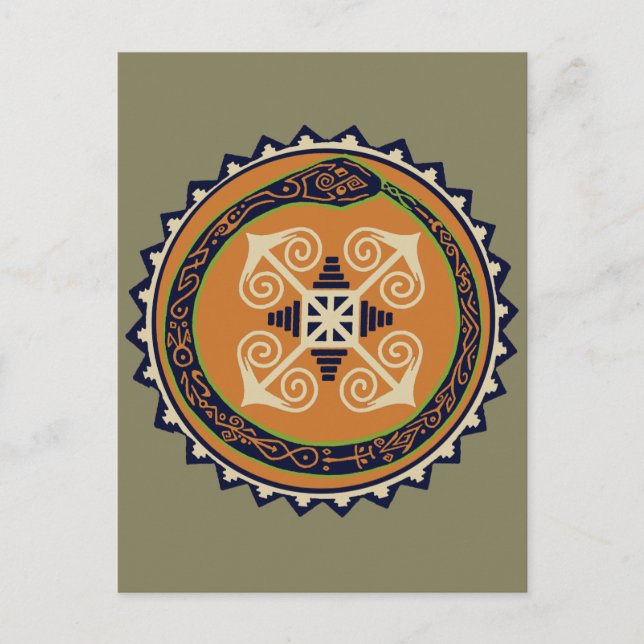 Devine Fire Wheel with Ouroboros Snake VooDoo Postcard (Front)