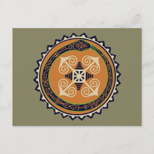 Devine Fire Wheel with Ouroboros Snake VooDoo Postcard