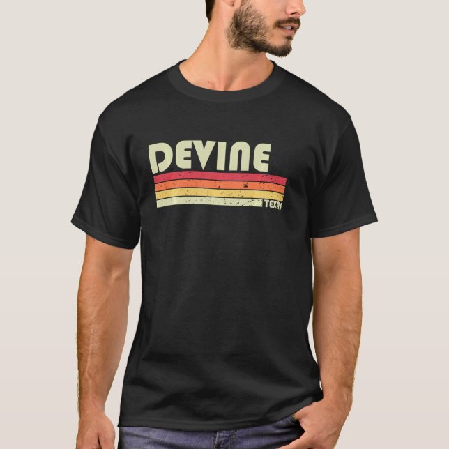 DEVINE TX TEXAS Funny City Home Roots Gift Retro 7 T-Shirt (Front)