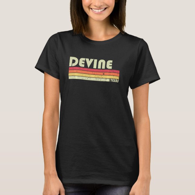 DEVINE TX TEXAS Funny City Home Roots Gift Retro 7 T-Shirt (Front)