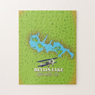 Devi's Lake North Dakota USA map Jigsaw Puzzle