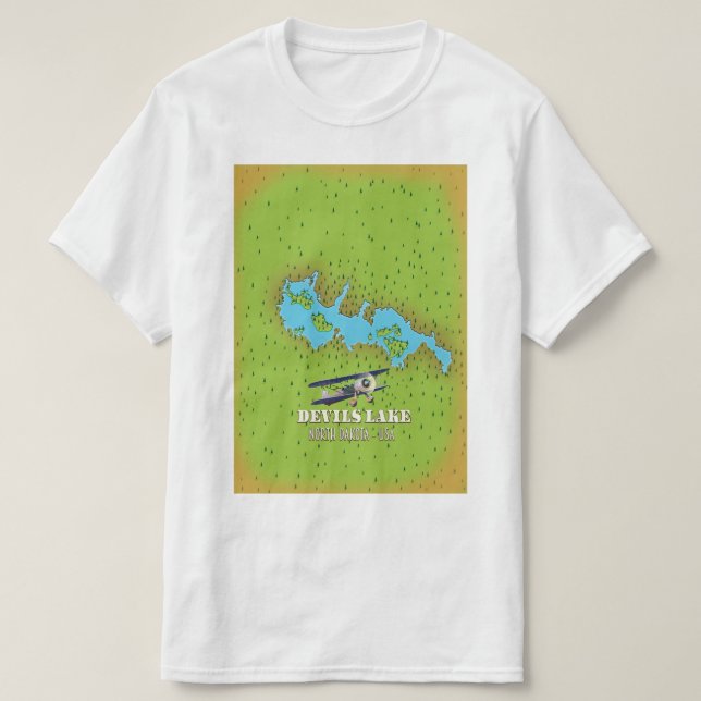 Devi's Lake North Dakota USA map T-Shirt (Design Front)