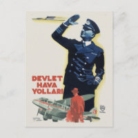Devlet Hava Yollari Turkey Vintage Poster 1938