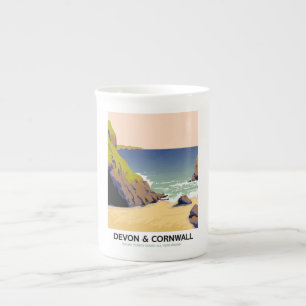Devon & Cornwall "go by rail" vintage style travel Bone China Mug