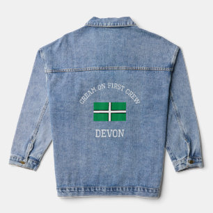 Devon Cream On First Crew Scone Devon Flag  Denim Jacket