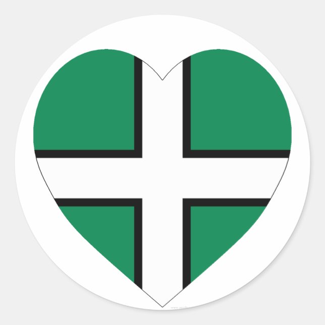 Devon Flag Heart Classic Round Sticker (Front)