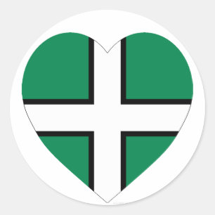 Devon Flag Heart Classic Round Sticker