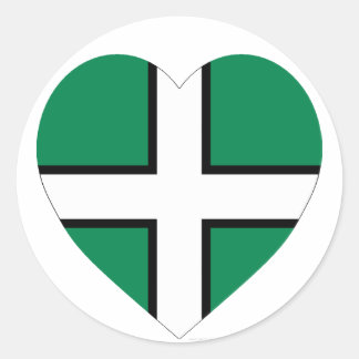 Devon Flag Heart Classic Round Sticker