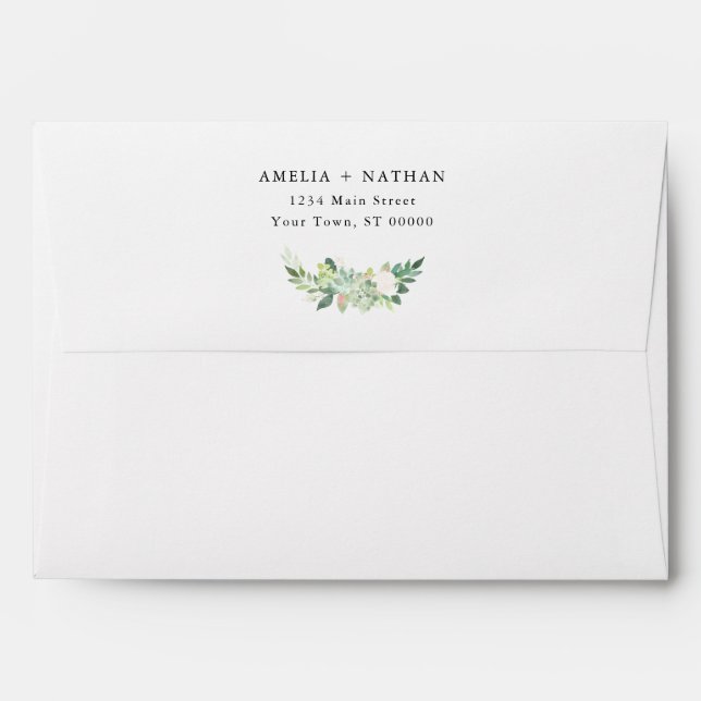 DEVON Floral Succulent Wedding Envelope A7 (Back (Top Flap))