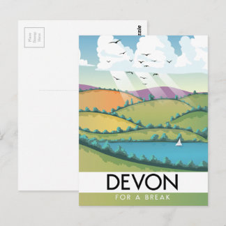 Devon "for a break" summer travel poster postcard
